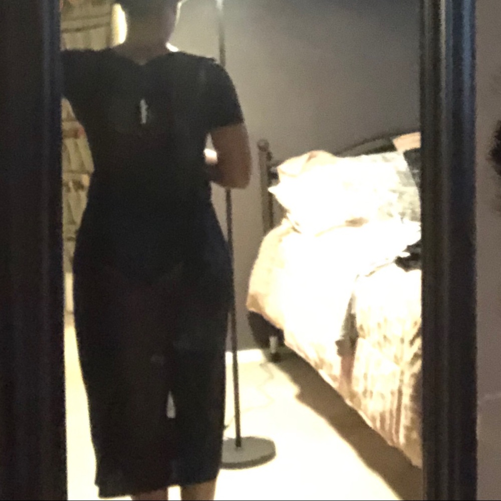 Sexy long black sheer dress.